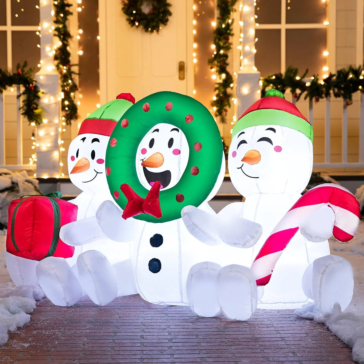 6Ft Christmas Inflatables Snowman Outdoor Decorations,Stacked Snowman Christmas Blow Ups with Built-In Leds for Holiday Party Garden Yard Lawn Decor