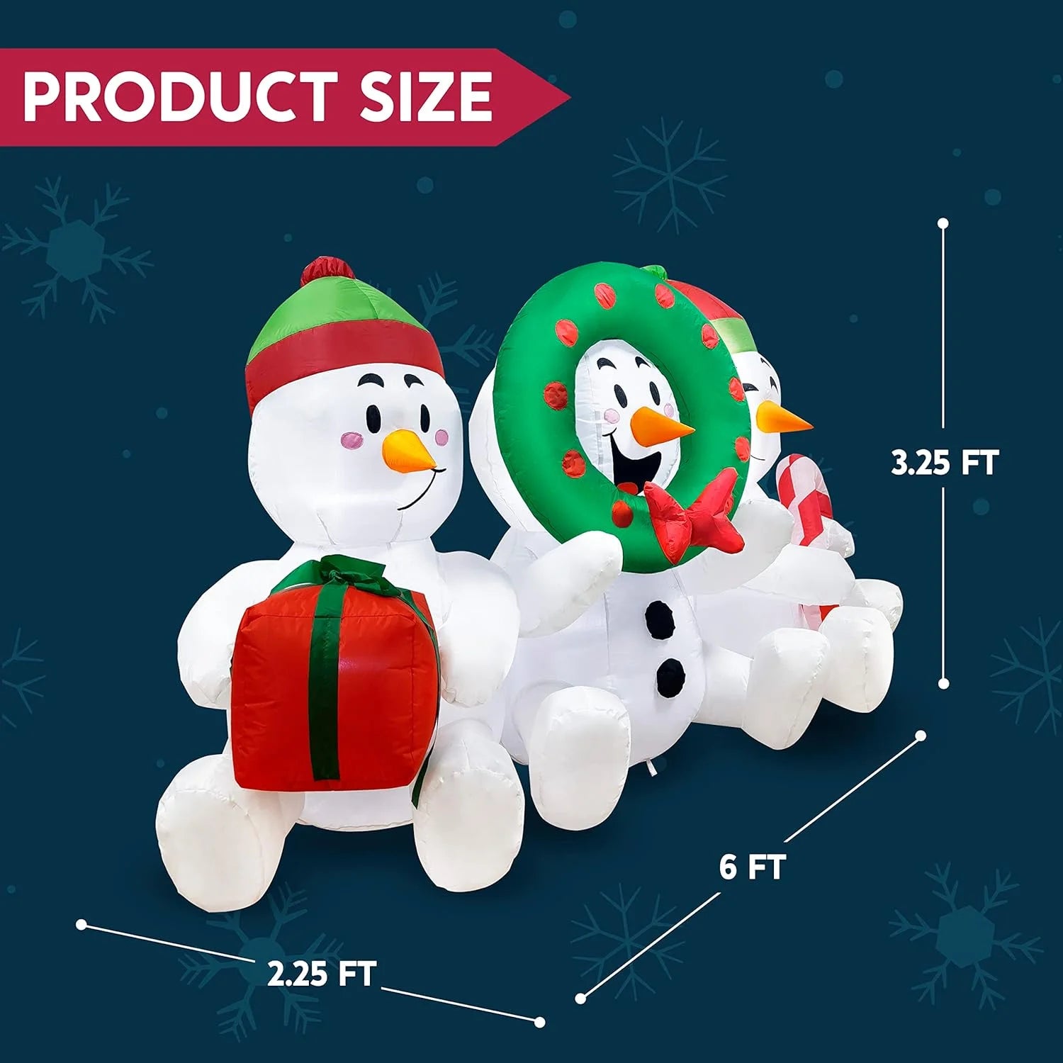 6Ft Christmas Inflatables Snowman Outdoor Decorations,Stacked Snowman Christmas Blow Ups with Built-In Leds for Holiday Party Garden Yard Lawn Decor