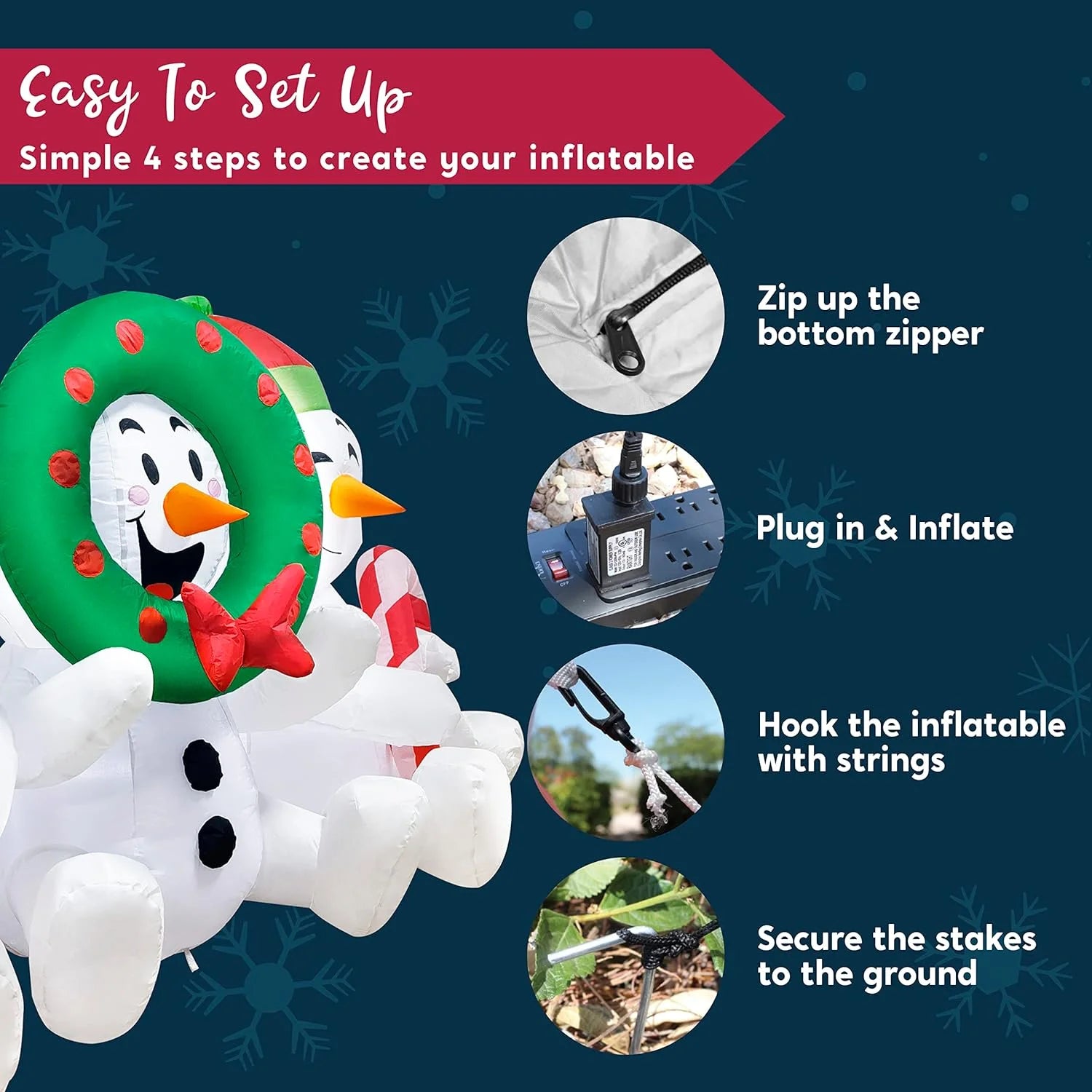 6Ft Christmas Inflatables Snowman Outdoor Decorations,Stacked Snowman Christmas Blow Ups with Built-In Leds for Holiday Party Garden Yard Lawn Decor