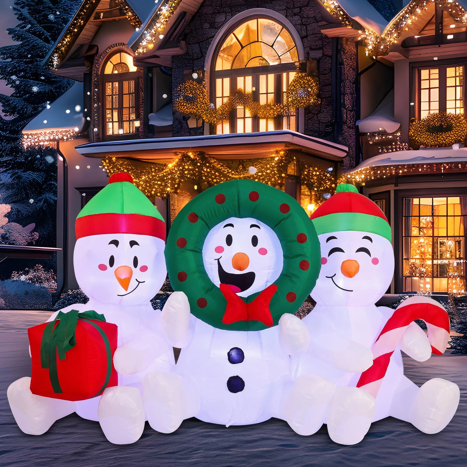 6Ft Christmas Inflatables Snowman Outdoor Decorations,Stacked Snowman Christmas Blow Ups with Built-In Leds for Holiday Party Garden Yard Lawn Decor